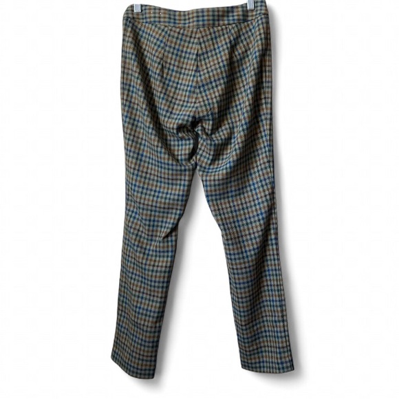 J. McLaughlin Yara Olive Green Blue Houndstooth Plaid Cropped Pants size 2 - Picture 5 of 11